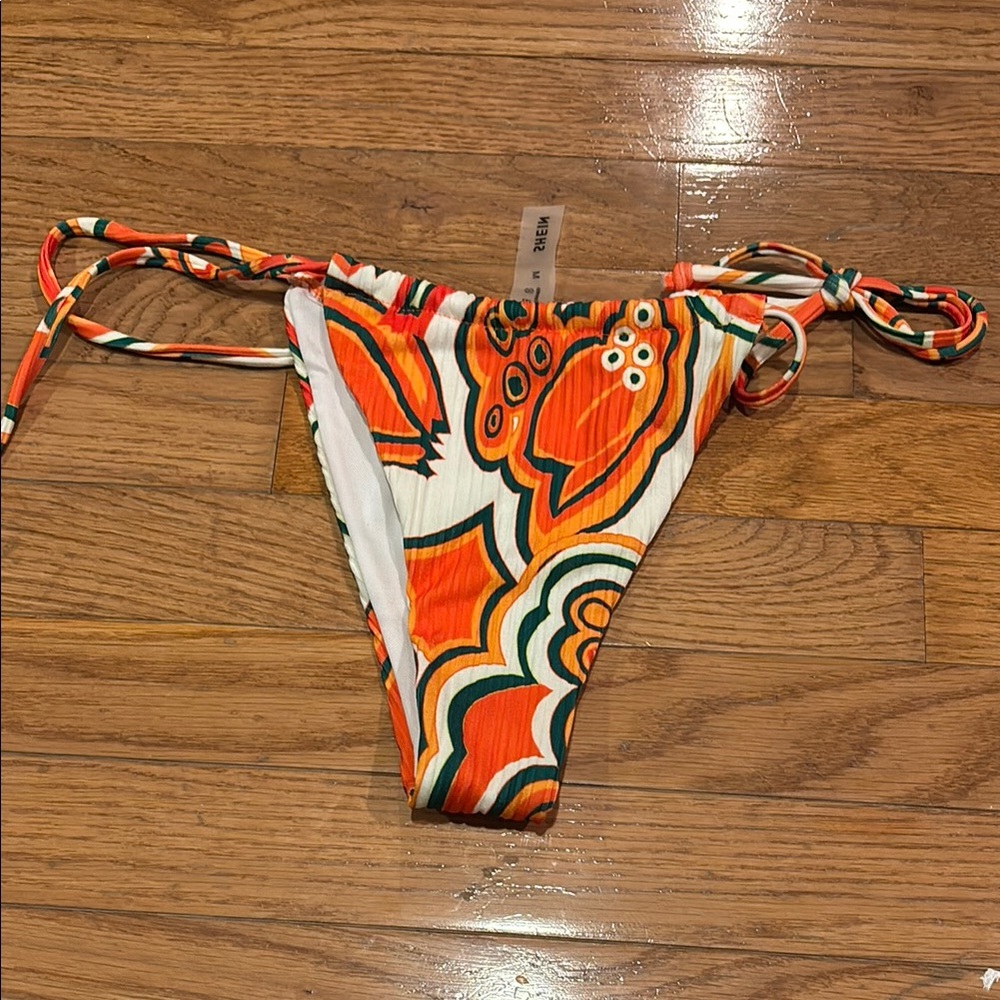Vibrant Orange Patterned Bikini Bottom